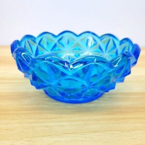 Vintage Monticello Indiana Glass Blue  Candy Dish